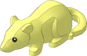 Animal Rat with Bent Tail with Black Eye Pattern