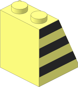Slope Brick 65  2 x  2 x  2 without Centre Tube with Black Stripes Back and Left Sticker