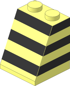 Slope Brick 65  2 x  2 x  2 without Centre Tube with Black Stripes Back and Right Sticker