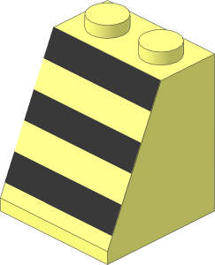 Slope Brick 65  2 x  2 x  2 without Centre Tube with Black Stripes Back Sticker