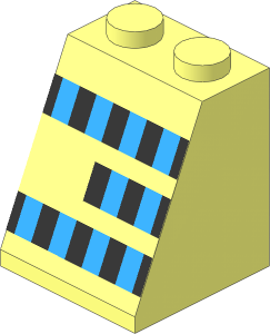 Slope Brick 65  2 x  2 x  2 without Centre Tube with Two and a Half Rows of Black and Light Blue Squares Right Sticker