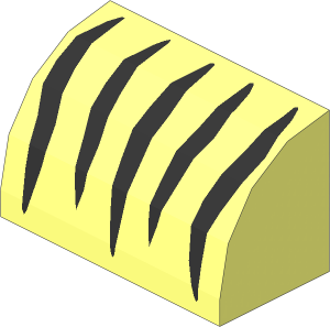 Brick  1 x  2 with Curved Top with Black Tiger Stripes Pattern