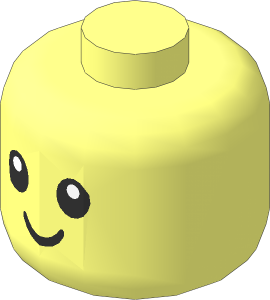 Minifig Baby Head with Eyes and Smile Pattern