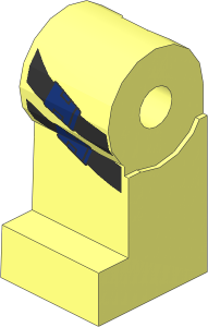 Minifig Leg Right with Black Straps and Dark Blue Clips Pattern