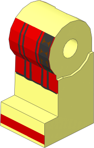 Minifig Leg Right with Red Roman Tunic and Belt Pattern