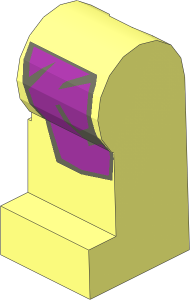 Minifig Leg Left with Purple Greatcoat with Dark Grey Border Pattern