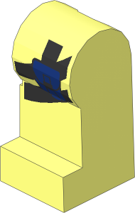 Minifig Leg Left with Black Straps and Dark Blue Pouch Pattern