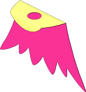Minifig Cape Cloth Scalloped  6 Points with Inside Magenta Pattern (Formed)