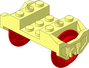 Train Wheel Bogie With Pin Slots with Wheelset Red