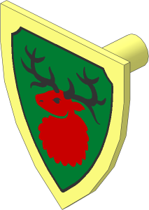 Minifig Shield Triangular with Deer Head and Black Outline Pattern