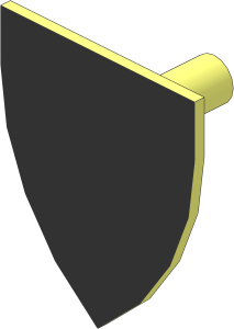 Minifig Shield Triangular with Black and Metallic Silver Falcon with Black Border Pattern
