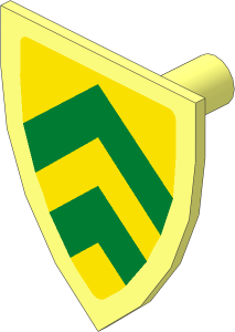 Minifig Shield Triangular with Green Chevrons on Yellow Background Pattern