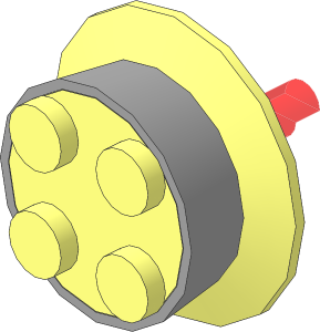 Train Wheel 4 Studs with Conical Rim with Stub Axle and Light Grey Tyre