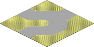 Baseplate 50 x 50 Road 3-way Curve with Grey Road Pattern