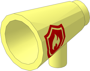 Minifig Megaphone with Red Firefighter Logo on Two Sides Pattern