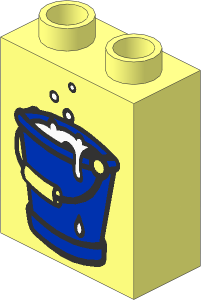 Duplo Brick  1 x  2 x  2 with Blue Bucket of Water Pattern
