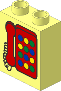 Duplo Brick  1 x  2 x  2 with Red Telephone with Round Buttons Pattern