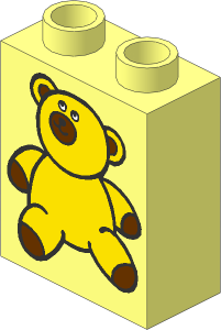 Duplo Brick  1 x  2 x  2 with Yellow Teddy Bear Pattern