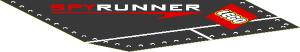 Sticker  3.8 x  5.5 with Lego Logo and Red and White SPYRUNNER on Black Background Right