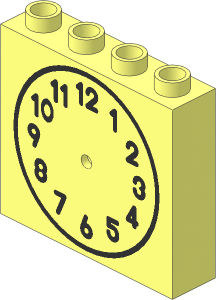 ~Duplo Brick  1 x  4 x  3 with Black Clock Face Pattern