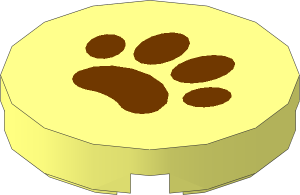 Tile  2 x  2 Round with Brown Paw Print Pattern