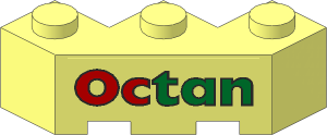 Brick  3 x  3 Facet with Red and Green "Octan" Logo with Black Outline