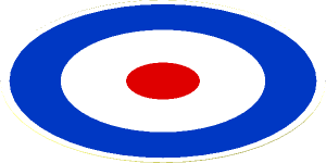 Sticker  4.6 x  4.6 Round with Red/White/Blue Concentric Rings