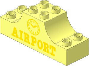 Duplo Brick  2 x  6 x  2 with Raised Central  2 x  2 Section with Curved Sides with Airport Clock Pattern