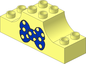 Duplo Brick  2 x  6 x  2 with Raised Central  2 x  2 Section with Curved Sides with Blue Bowtie Pattern
