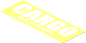 Sticker  1.0 x  2.8 with White "CARGO" and "HA 53434"