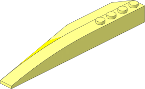 Wedge 12 x  3 x  1 Double Rounded Right with Yellow Trapezoid Sticker