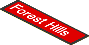 Sticker  1.0 x  3.8 with White "Forest Hills" on Red Background