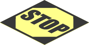 Sticker  1.8 x  1.8 with Black "STOP" in Black Octagon