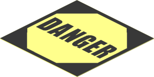 Sticker  1.8 x  1.8 with Black "DANGER" in Black Octagon