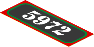 Sticker  1.0 x  2.7 with White '5972' on Black Background with Metallic Gold Frame