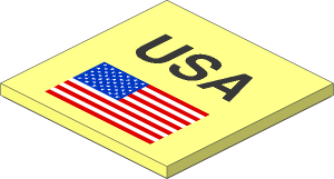 Tile  6 x  6 with Groove and Underside Studs with "USA" and US Flag Pattern