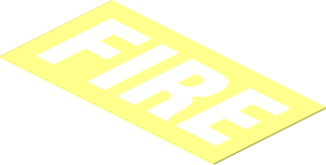 Sticker  1.1 x  2.1 with White "FIRE" on Transparent Background