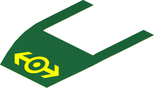 Sticker  3.9 x  2.9 with Yellow Lego Train Logo (BNSF) on Dark Green Background (Formed)
