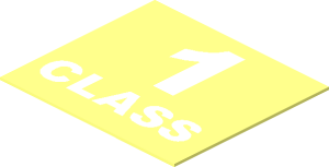 Sticker 0.8 x  0.9 with White "1 CLASS"