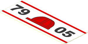 Sticker  1.1 x  3.0 with Red Construction Helmet and Black "7905"
