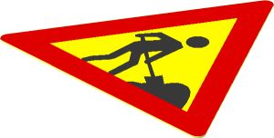 Sticker  1.5 x  1.7 Triangular with Worker and  1 Pile