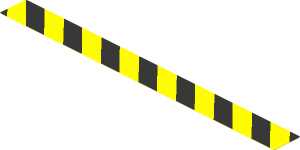 Sticker  0.7 x  7.8 with Black and Yellow Danger Stripes Leaning Left