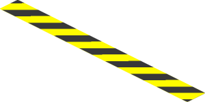 Sticker  0.7 x  7.8 with Black and Yellow Danger Stripes Leaning Right