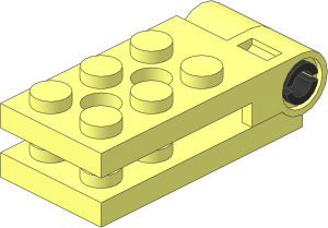 Hinge Plate  2 x  4.5 with Technic Pin Hole and  2 Holes with Technic Pin with Friction and Slots Black (Complete)
