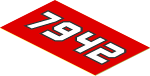 Sticker  1.1 x  1.9 with White "7942" on Red Background