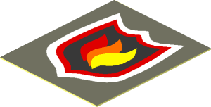 Sticker  1.3 x  1.1 with City Fire Logo Badge on Dark Bluish Grey Background
