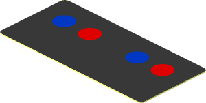 Sticker  0.8 x  1.8 with Silver Controls and Blue and Red Dots