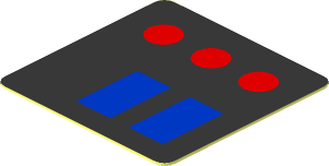 Sticker  0.8 x  0.8 with Red and Blue Buttons