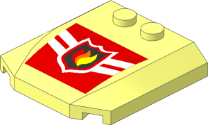 Wedge  4 x  4 x  0.667 Curved with Fire Logo Badge and Two White Chevrons Sticker