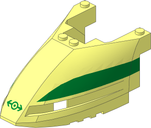 Train Front  6 x 10 x  3.667 Triple Curved Wedge with Green Train Logo and Stripe on Side Pattern